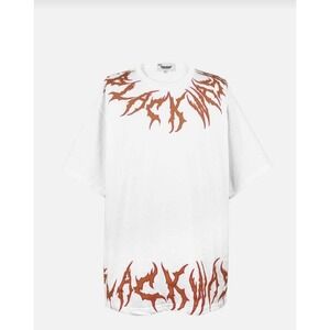 Vintage Vancarhell Graphic Print Flame Short Sleeve‎ Oversize T Shirt White Sz M